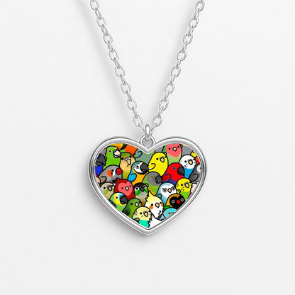 Everybirdy Pattern Heart Necklace