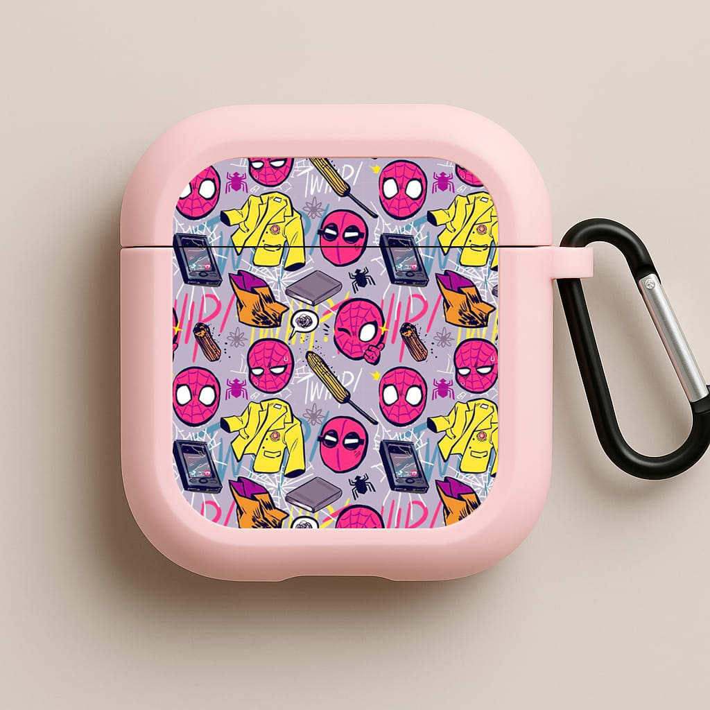 Spiderman Pattern Pink AirPods Case