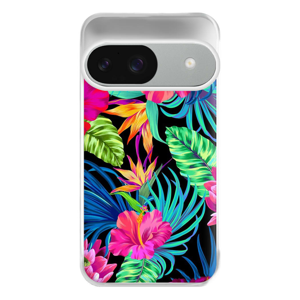 Colourful Hibiscus Pattern Phone Case for Google Pixel 9 / 9 Pro