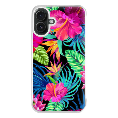 Colourful Hibiscus Pattern Phone Case for iPhone 16 Plus