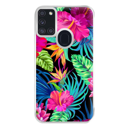 Colourful Hibiscus Pattern Phone Case for Galaxy A21s