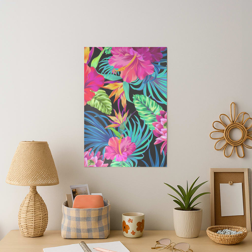 Colourful Hibiscus Pattern Art Print