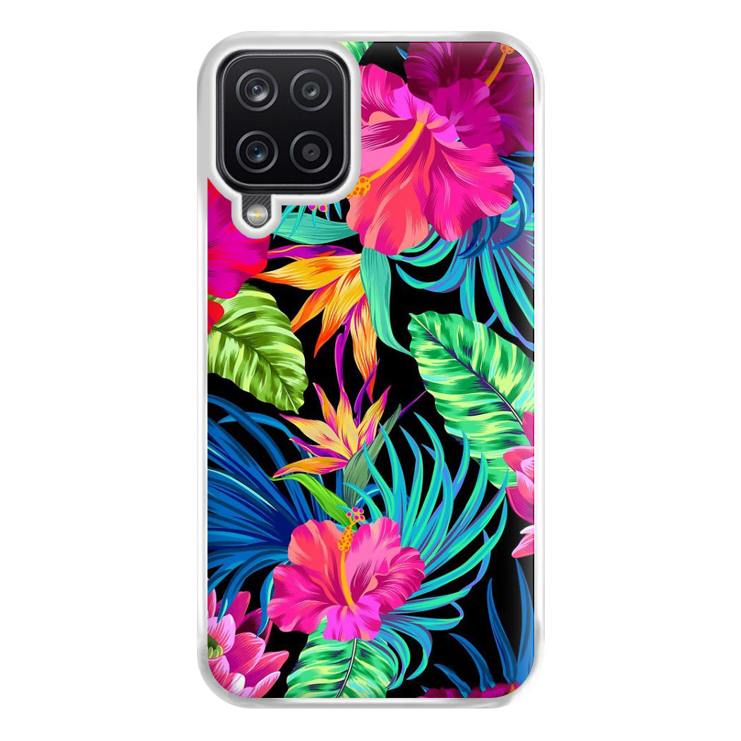 Colourful Hibiscus Pattern Phone Case for Galaxy A12