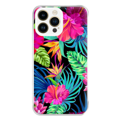 Colourful Hibiscus Pattern Phone Case for iPhone 14 Pro Max