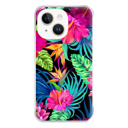 Colourful Hibiscus Pattern Phone Case for iPhone 14 Plus