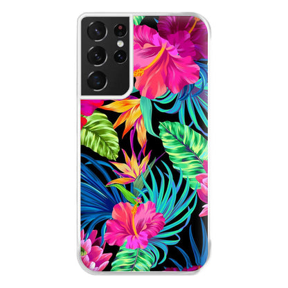 Colourful Hibiscus Pattern Phone Case for Galaxy S21 Ultra