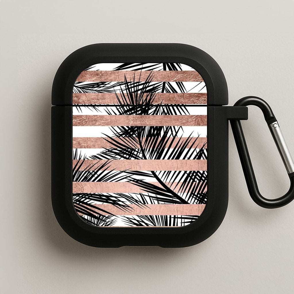 Rose Gold Tropical Palm Leaf Pattern AirPods Case