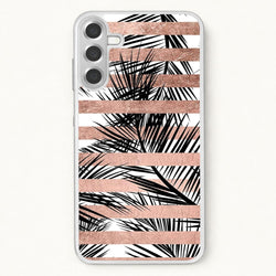 Rose Gold Tropical Palm Leaf Pattern Phone Case for Galaxy A37