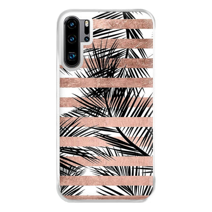 Rose Gold Tropical Palm Leaf Pattern Phone Case for Huawei P30 Pro