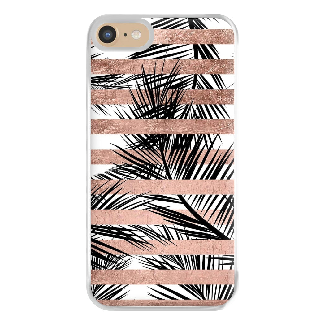 Rose Gold Tropical Palm Leaf Pattern Phone Case for iPhone 6 / 7 / 8 / SE