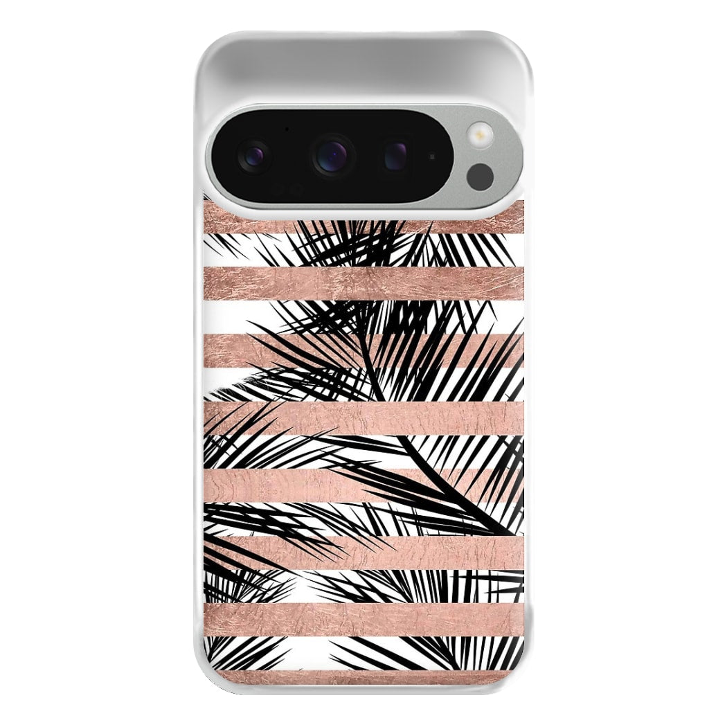 Rose Gold Tropical Palm Leaf Pattern Phone Case for Google Pixel 9 Pro XL