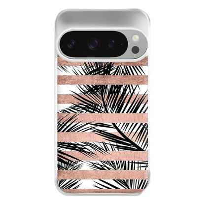 Rose Gold Tropical Palm Leaf Pattern Phone Case for Google Pixel 9 Pro XL