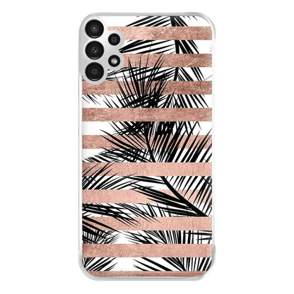 Rose Gold Tropical Palm Leaf Pattern Phone Case for Galaxy A13