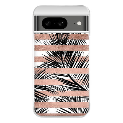 Rose Gold Tropical Palm Leaf Pattern Phone Case for Google Pixel 8