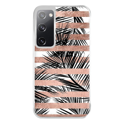 Rose Gold Tropical Palm Leaf Pattern Phone Case for Galaxy S20