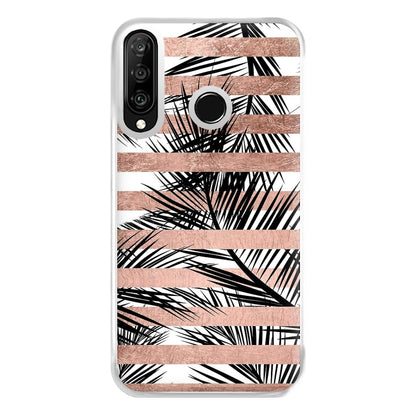 Rose Gold Tropical Palm Leaf Pattern Phone Case for Huawei P30 Lite