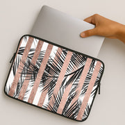 Rose Gold Tropical Palm Leaf Pattern Laptop Sleeve 2