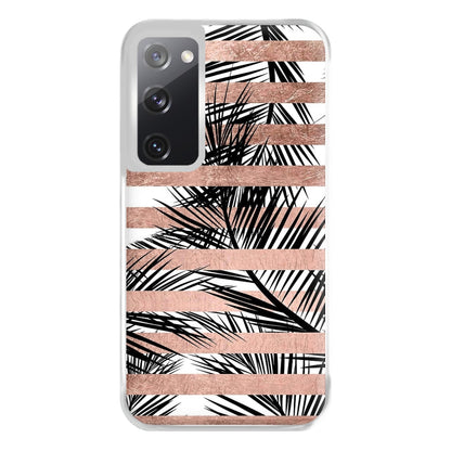 Rose Gold Tropical Palm Leaf Pattern Phone Case for Galaxy S20FE