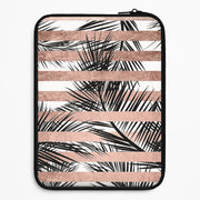 Rose Gold Tropical Palm Leaf Pattern Laptop Sleeve 1