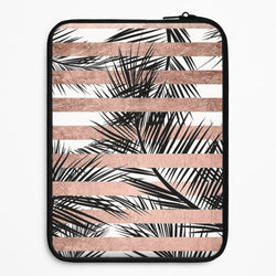 Rose Gold Tropical Palm Leaf Pattern Universal Laptop Sleeve