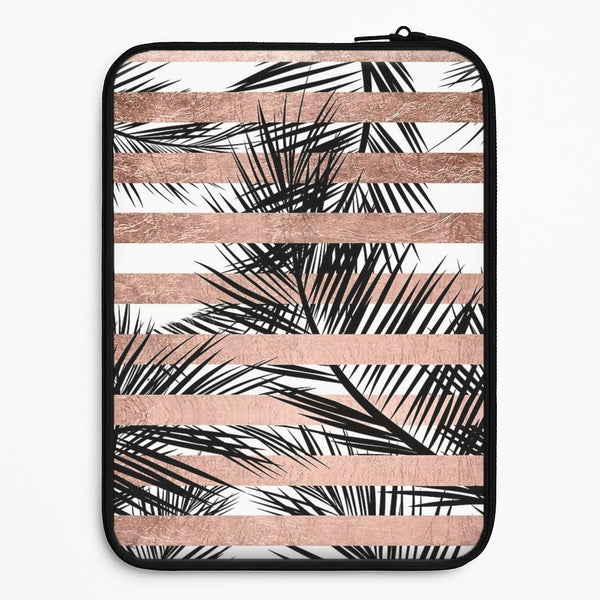 Rose Gold Tropical Palm Leaf Pattern Universal Laptop Sleeve