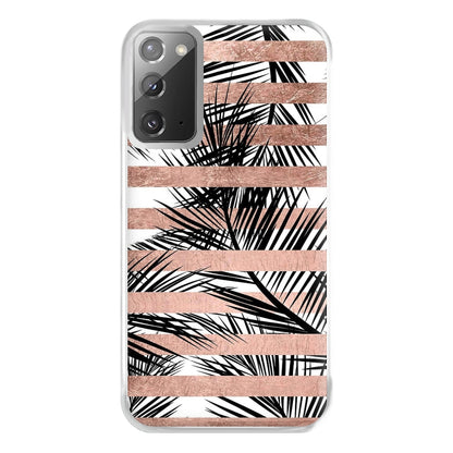 Rose Gold Tropical Palm Leaf Pattern Phone Case for Galaxy Note 20 Ultra