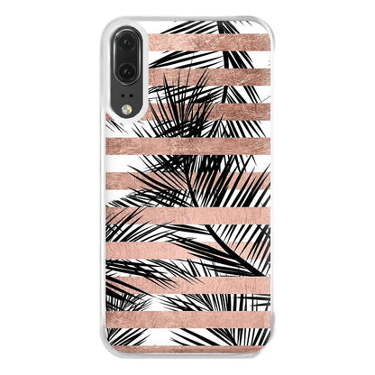 Rose Gold Tropical Palm Leaf Pattern Phone Case for Huawei P20