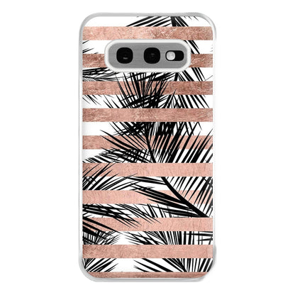 Rose Gold Tropical Palm Leaf Pattern Phone Case for Galaxy S10e