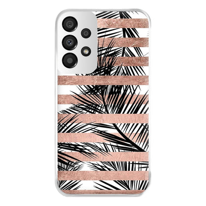 Rose Gold Tropical Palm Leaf Pattern Phone Case for Galaxy A33