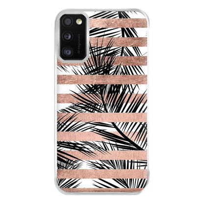 Rose Gold Tropical Palm Leaf Pattern Phone Case for Galaxy A41