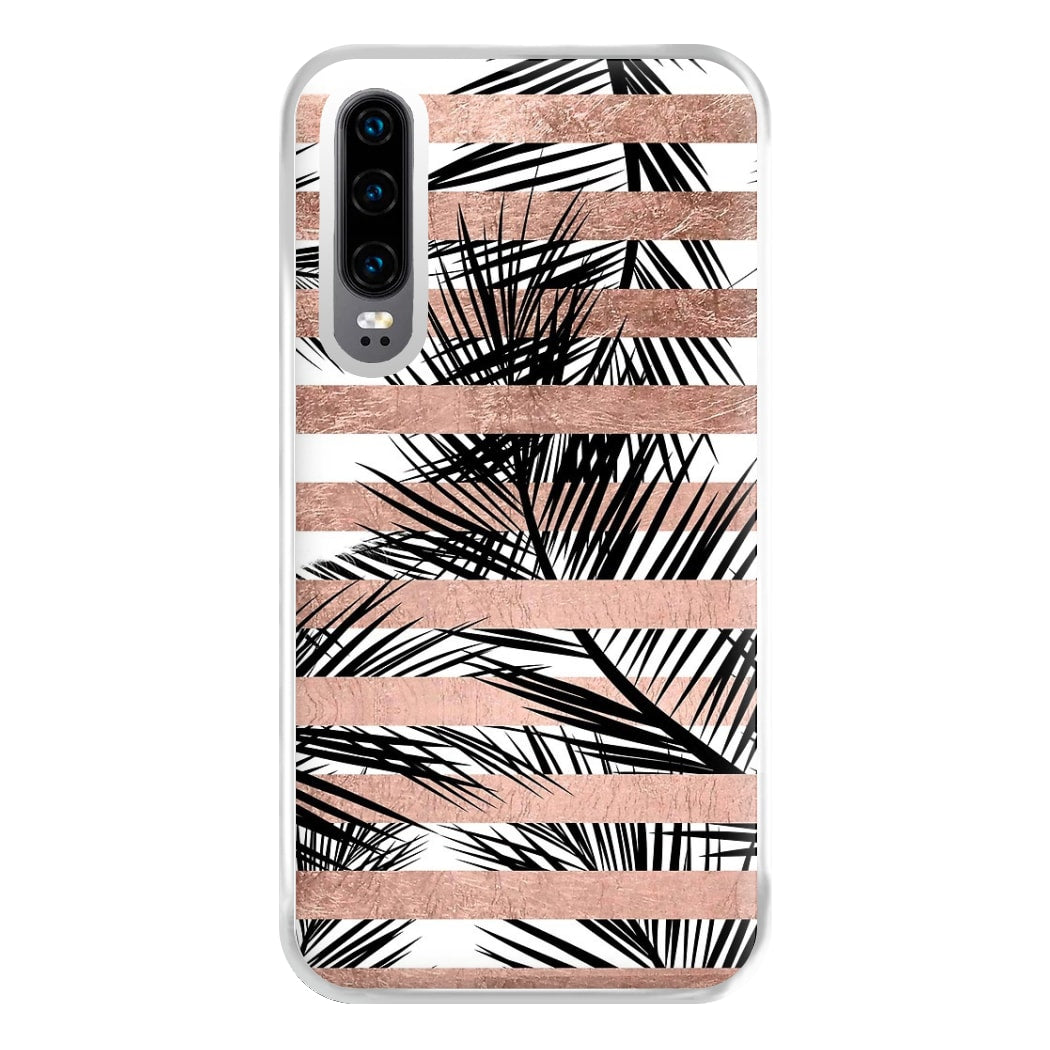 Rose Gold Tropical Palm Leaf Pattern Phone Case for Huawei P30