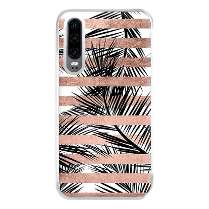 Rose Gold Tropical Palm Leaf Pattern Phone Case for Huawei P30