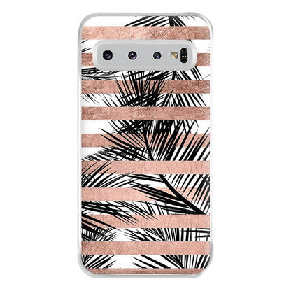 Rose Gold Tropical Palm Leaf Pattern Phone Case for Galaxy S10 Plus