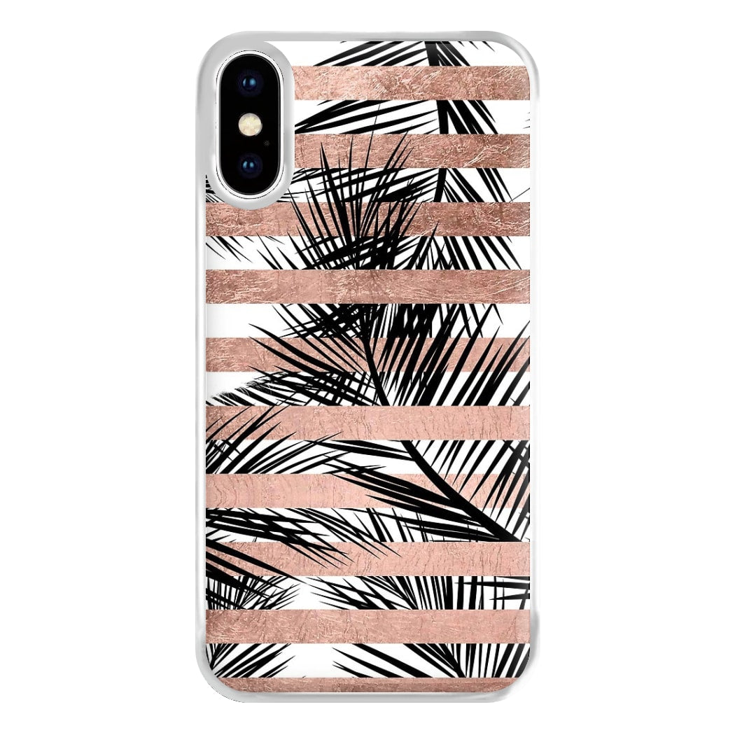 Rose Gold Tropical Palm Leaf Pattern Phone Case for iPhone XS Max