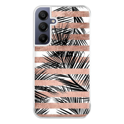 Rose Gold Tropical Palm Leaf Pattern Phone Case for Galaxy A16