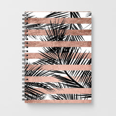 Rose Gold Tropical Palm Leaf Pattern Notebook