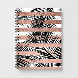 Rose Gold Tropical Palm Leaf Pattern Notebook