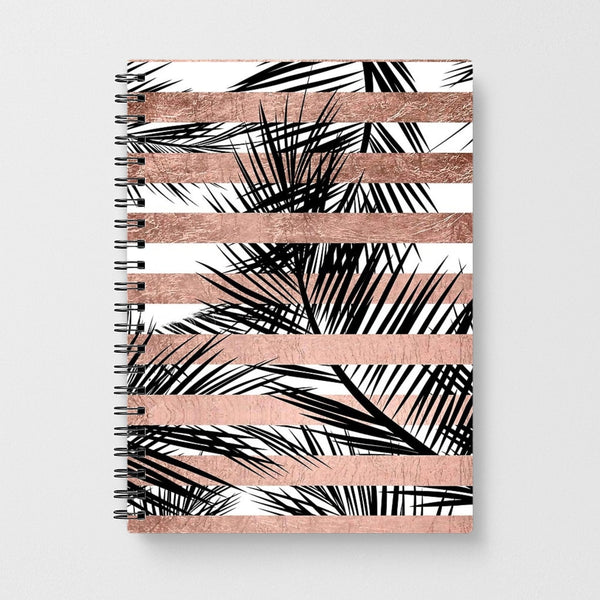 Rose Gold Tropical Palm Leaf Pattern Notebook