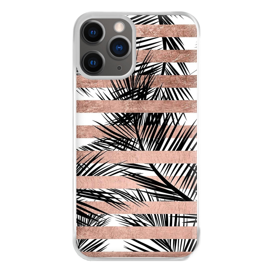 Rose Gold Tropical Palm Leaf Pattern Phone Case for iPhone 12 Pro Max