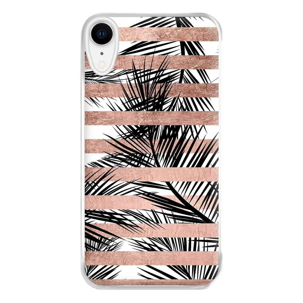 Rose Gold Tropical Palm Leaf Pattern Phone Case for iPhone XR