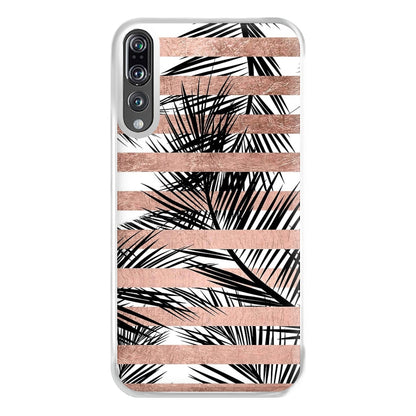 Rose Gold Tropical Palm Leaf Pattern Phone Case for Huawei P20 Pro