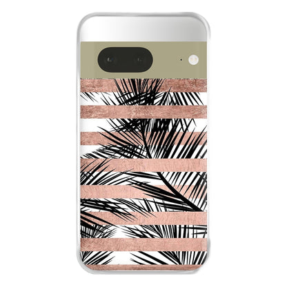 Rose Gold Tropical Palm Leaf Pattern Phone Case for Google Pixel 7a