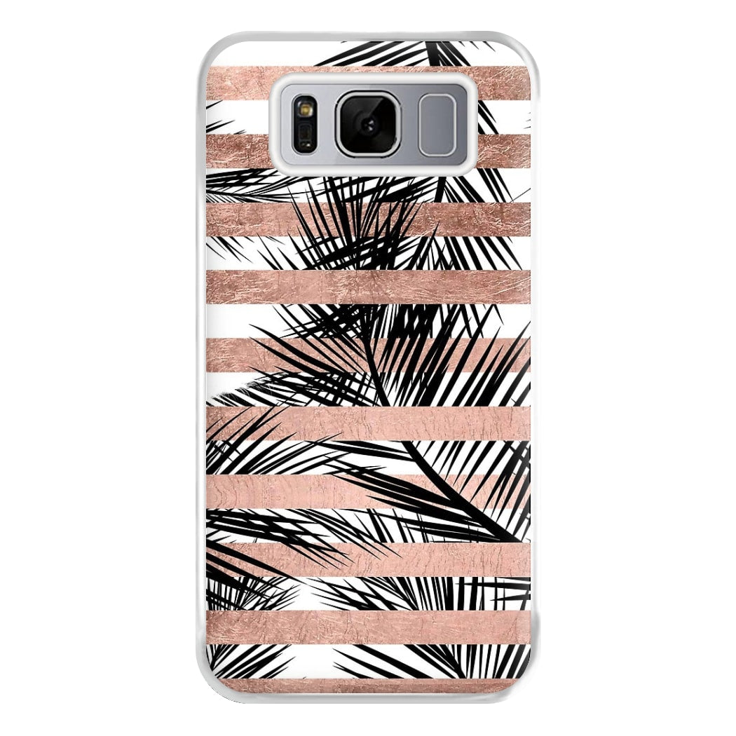 Rose Gold Tropical Palm Leaf Pattern Phone Case for Galaxy S8 Plus