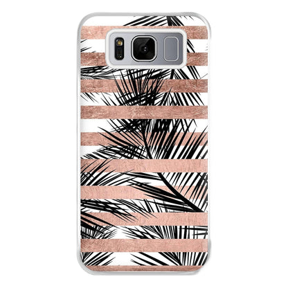 Rose Gold Tropical Palm Leaf Pattern Phone Case for Galaxy S8 Plus