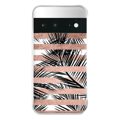 Rose Gold Tropical Palm Leaf Pattern Phone Case for Google Pixel 6a