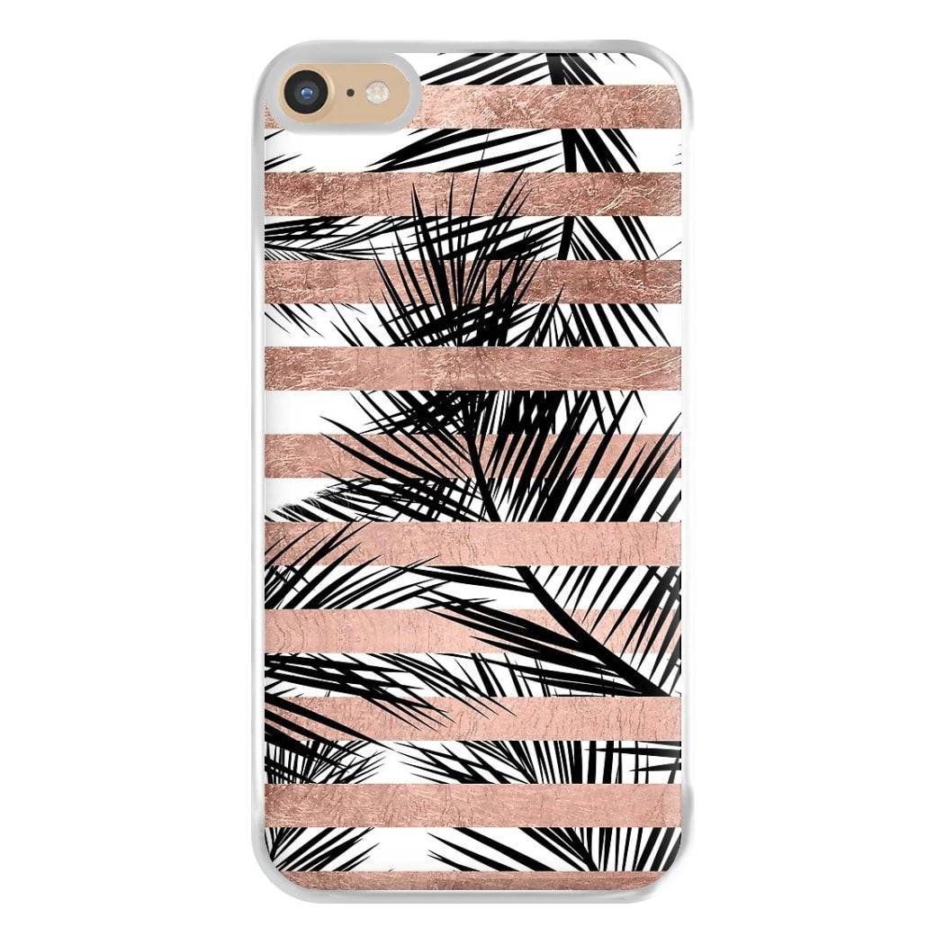 Rose Gold Tropical Palm Leaf Pattern Phone Case for iPhone 6 Plus / 7 Plus / 8 Plus