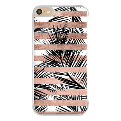 Rose Gold Tropical Palm Leaf Pattern Phone Case for iPhone 6 Plus / 7 Plus / 8 Plus