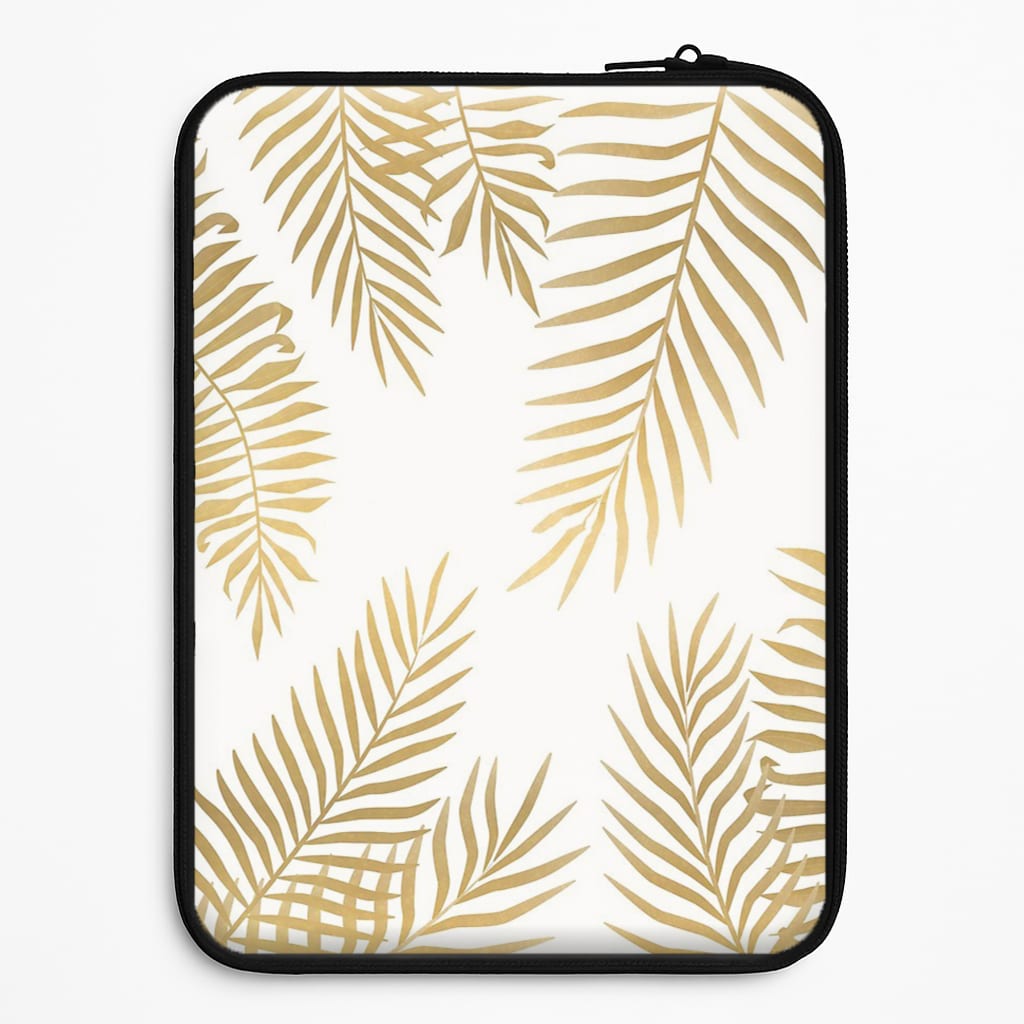 Gold Palm Leaf Pattern Universal Laptop Sleeve
