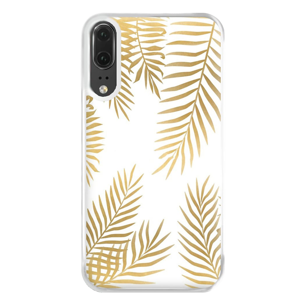 Gold Palm Leaf Pattern Phone Case for Huawei P20