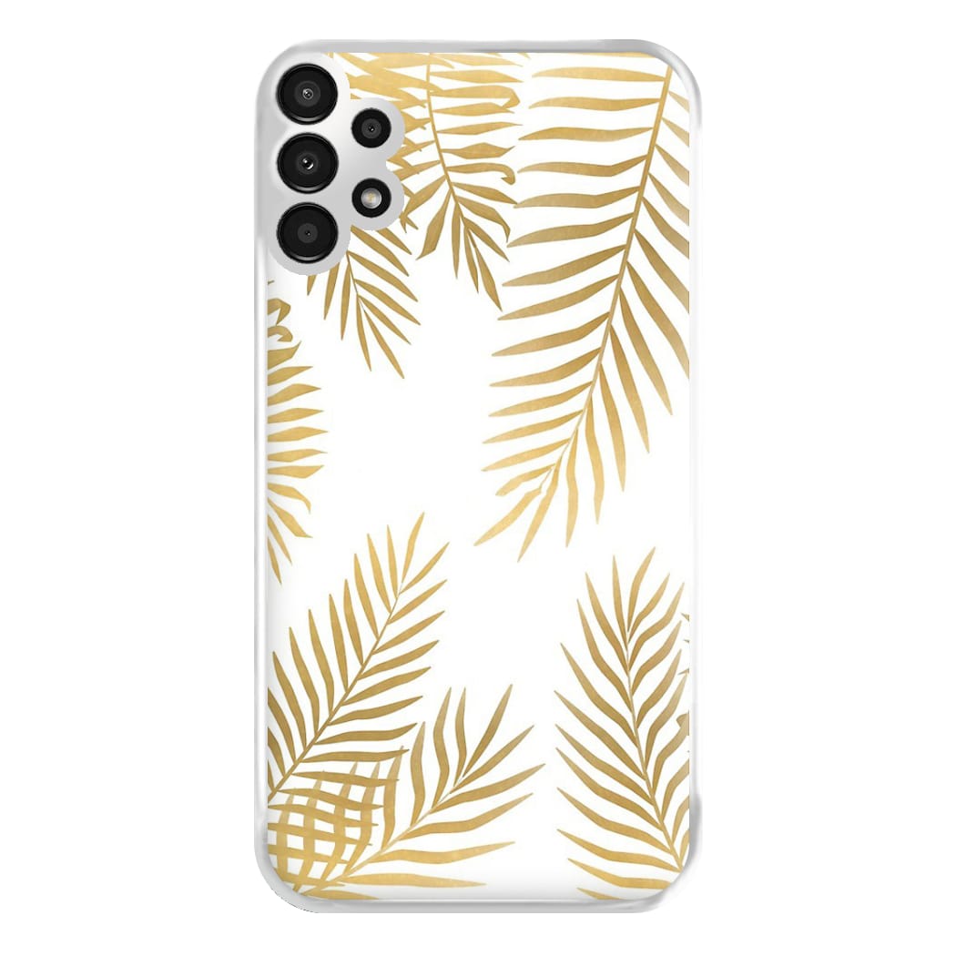 Gold Palm Leaf Pattern Phone Case for Galaxy A13